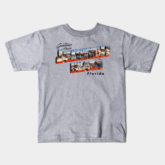 Greetings from Jacksonville Beach Florida Kids T-Shirt by reapolo